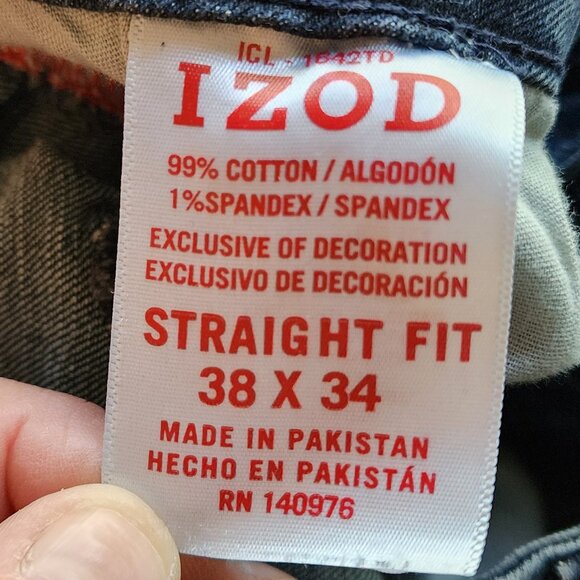 IZOD Indigo Comfort Stretch Straight Fit Jeans Size 38 x 34 - Picture 8 of 16